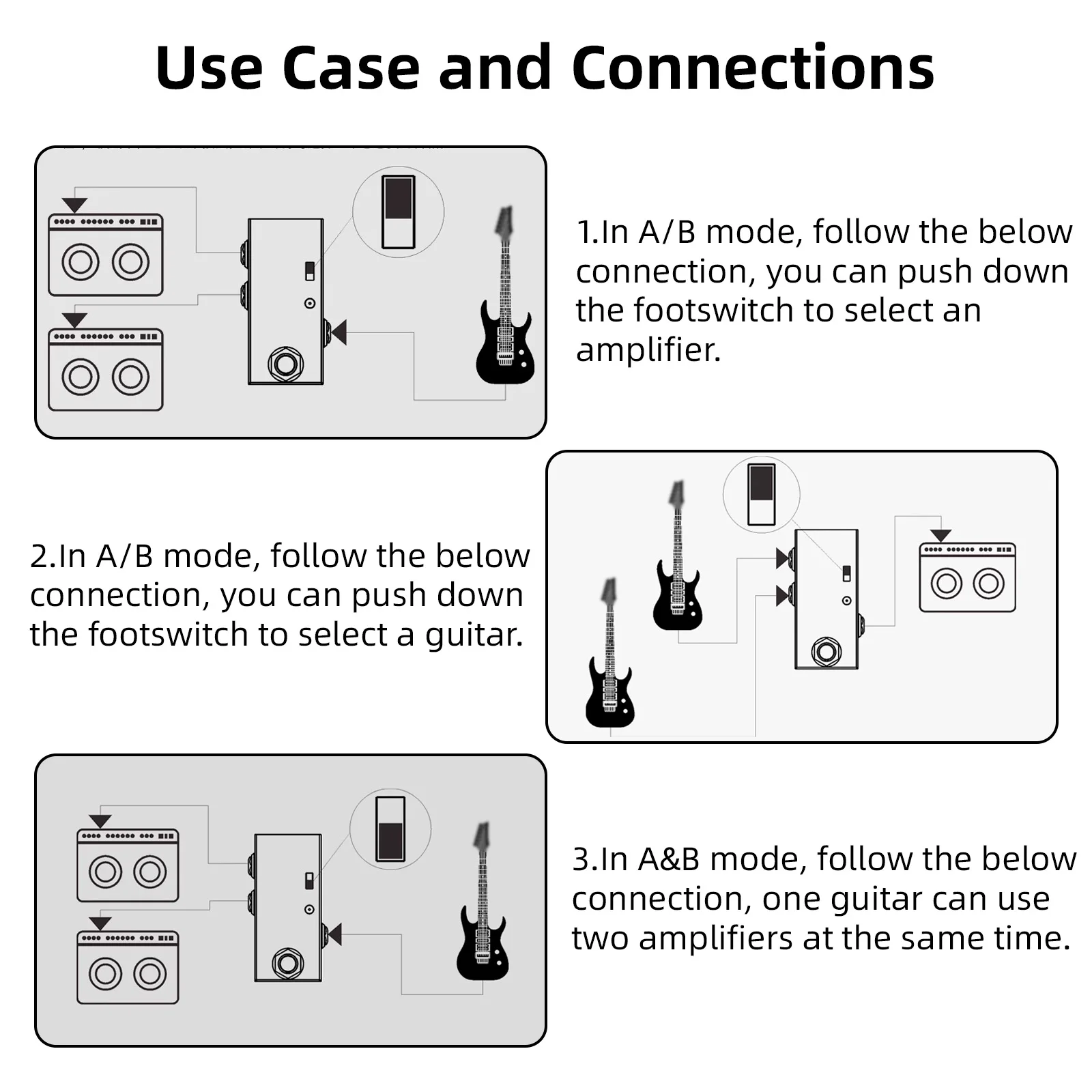 M-VAVE ABY Line Selector AB Switch Mini Guitar Effect Pedal True Bypass Guitar Bass Pedal AB Box-ABY Channel Switch