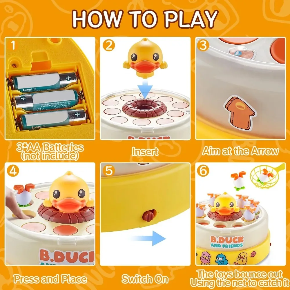 Children Bouncing Turntable Concentration Training Puzzle Parent Child Interaction Toy Children Bouncing Yellow Duck Toys 4
