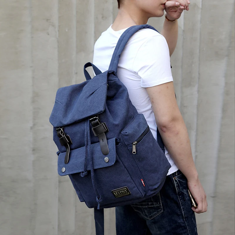 

2023 New Unisex Canvas Backpack Casual Outdoor Travel Rucksack Large Capacity School Bags Vintage Drawstring Backpacks