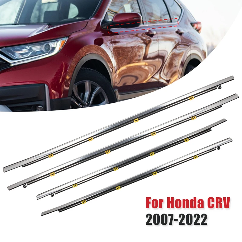 For Honda CRV CR-V 2007 - 2021 2022 Window Weatherstrips Chrome Side Door Moulding Trim Belt Outer Window Glass Seal Strip Belts