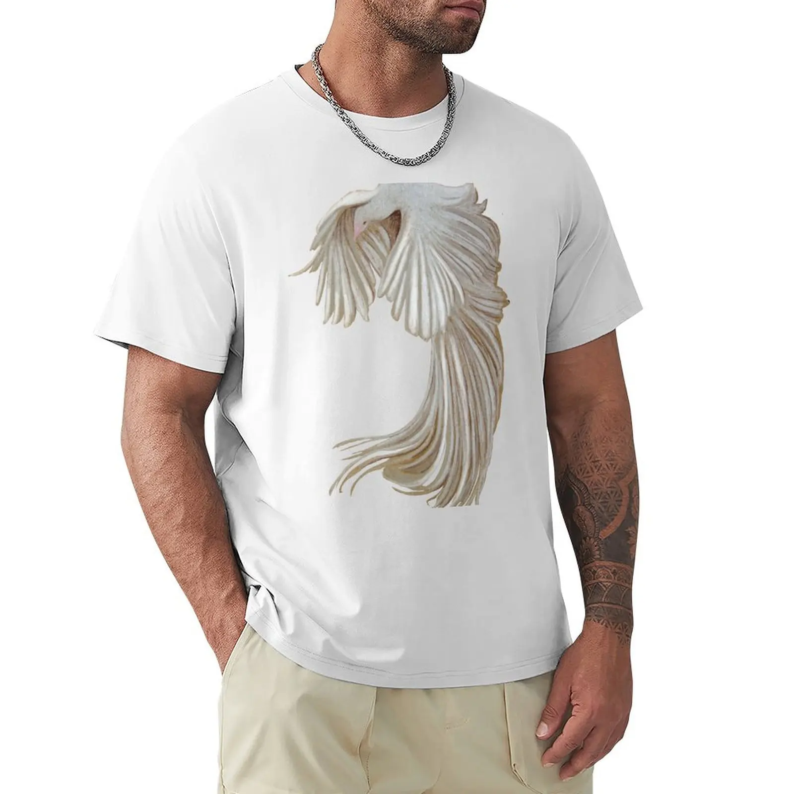 

Albino Peacock Pattern T-shirt summer clothes shirts graphic tees aesthetic clothes tees plain white t shirts men