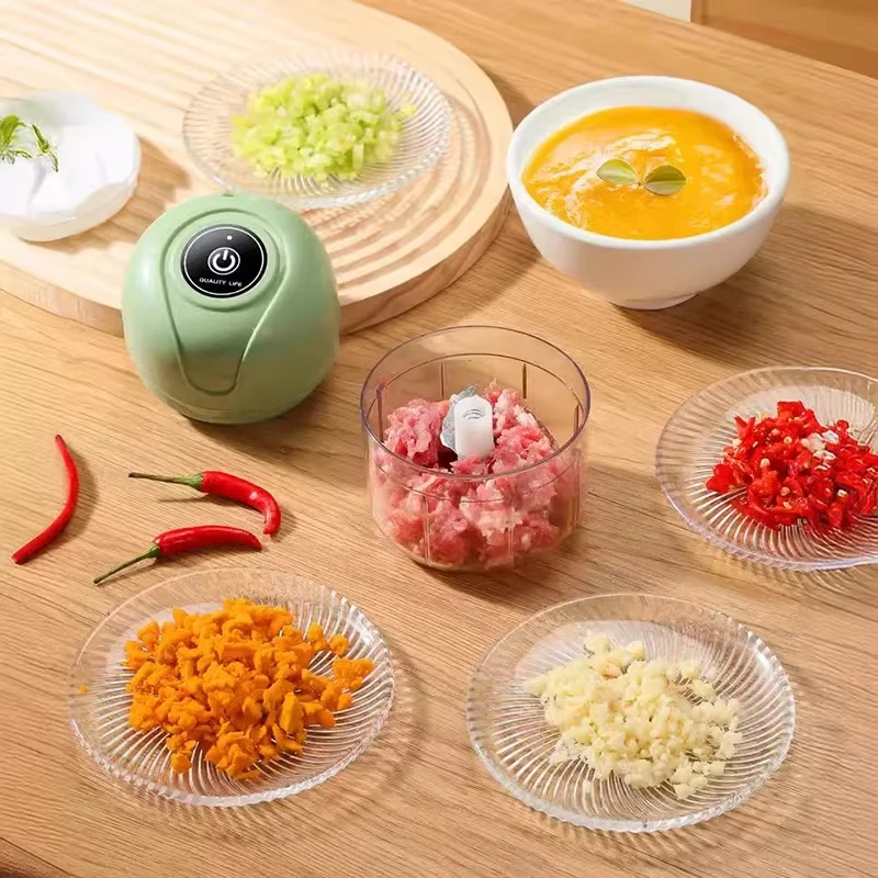 Electric Garlic Masher Garlic Masher Rechargeable 260ML Onion Chopper Portable Meat Grinder Household Kitchen Vegetable Blender 2