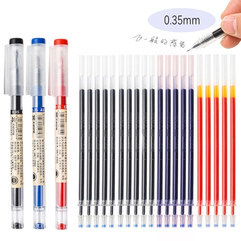Haile Gelschreiber-Set, neutraler Stift, glattes Schreiben und schnell trocknend, Kugelschreiber, 0,35 mm, Schwarz/Blau/Rot, austauschbare Nachfüllung, Schulbriefpapier – Detail 1