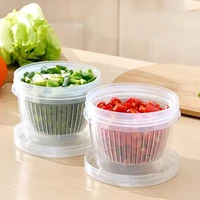 Boîte de rangement pour réfrigérateur de cuisine, panier de conservation des légumes, bac de drainage hermétique, double couche, rond 3