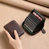 Multi Slot Card Holder Vintage Small Wallet Women Men Business Bank Credit Card Bag Male Coin Pouch Solid Leather Zipper Wallet 2