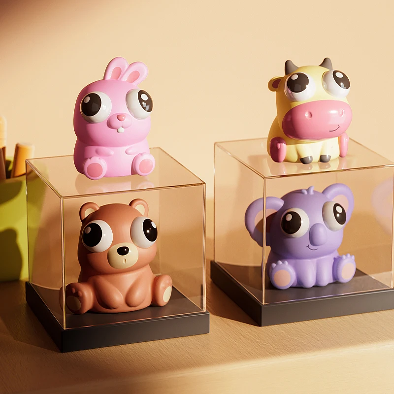 4PCS Funny Anti-Stress Pop Out Eyes Fidget Toy Squishy Kawaii Animal Squeeze Stress Relief Sensory Toy For ADHD Kids Adults 4
