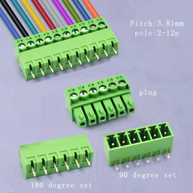 

3.81MM plug-in terminal block bent straight pin + socket For 15edgk