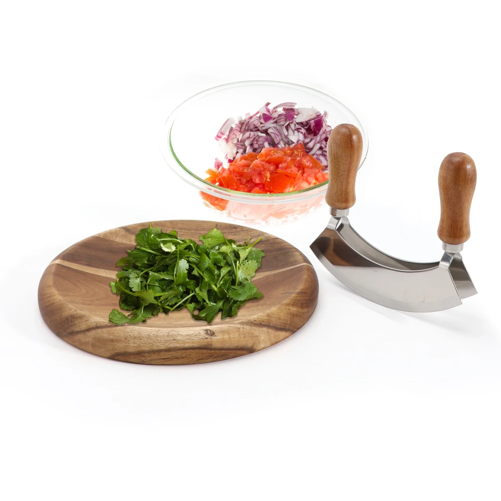 Dsseng Salad Chopper Rocker Knife with Double Blade Protective