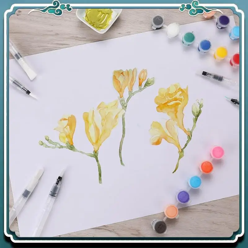 Premium 12Pcs Water Brush Pens For Watercolor With Caps, Leakproof Water Brush Pen With Assorted Tips