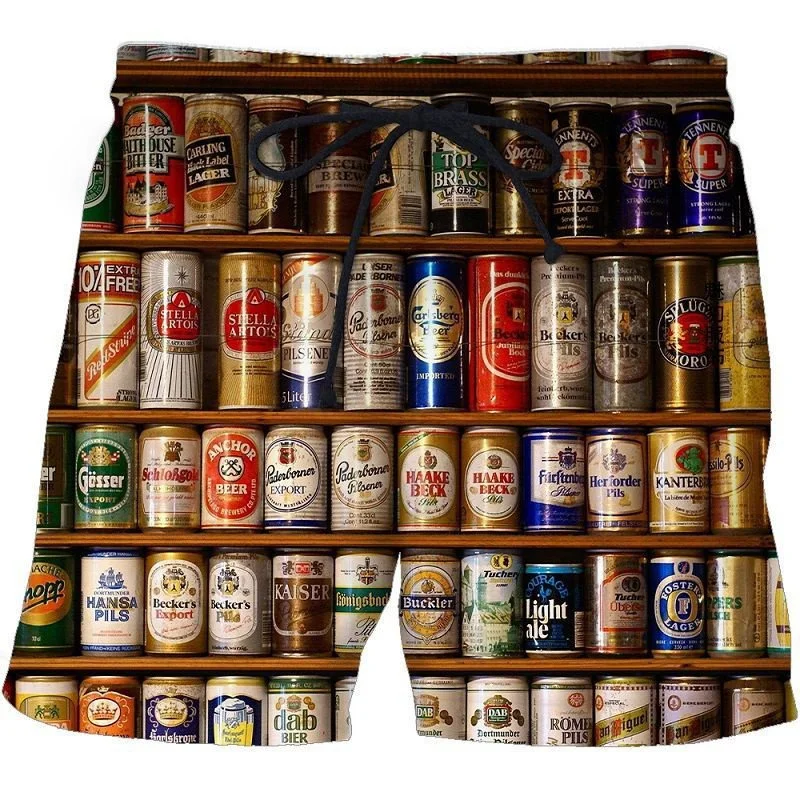 

New Beer Graphic Shorts Men Summer Beach Short Pants Hawaii Beach Swimming Pants Trend Swim Trunks Women Kid Cool Ice Shorts