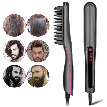 Spazzola per capelli professionale caratteristica antiscottatura pettine caldo in ferro piatto a riscaldamento rapido spazzola lisciante per capelli Styler per uomo 1