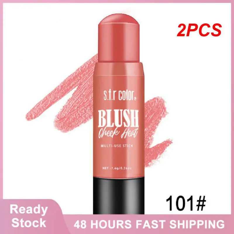 

2PCS Natural Rouge Easy To Apply Blush Stick Matte Blusher Cosmetic Face Blush Matte Long-lasting Lightweight Formula