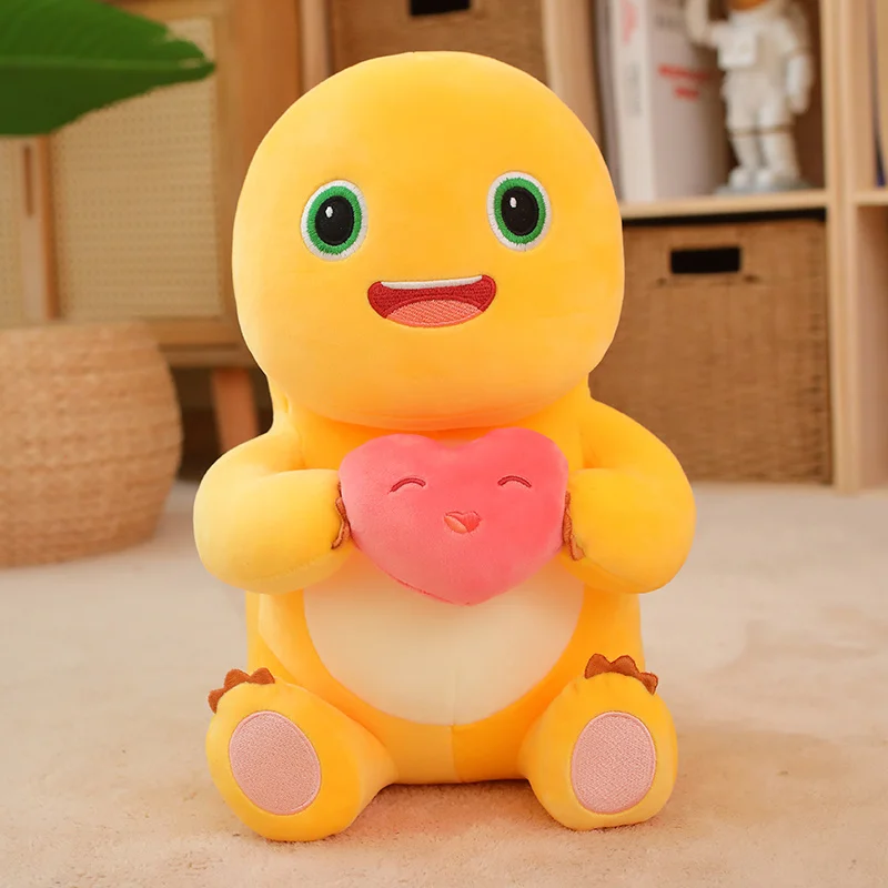 thumbnail image 1 of Peluche de dragón de leche Nailong suave y lindo, dinosaurio de peluche con corazón, flor rosa, peluche tierno para niños, regalo de cumpleaños, 1 of 5
