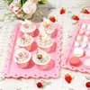 1Pc Serving Trays Rectangle Dessert Tray Plastic Platters Flat Cookie Cupcake Serving Tray Birthday Tea Party Wedding Decor 2