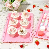 1Pc Serving Trays Rectangle Dessert Tray Plastic Platters Flat Cookie Cupcake Serving Tray Birthday Tea Party Wedding Decor 2
