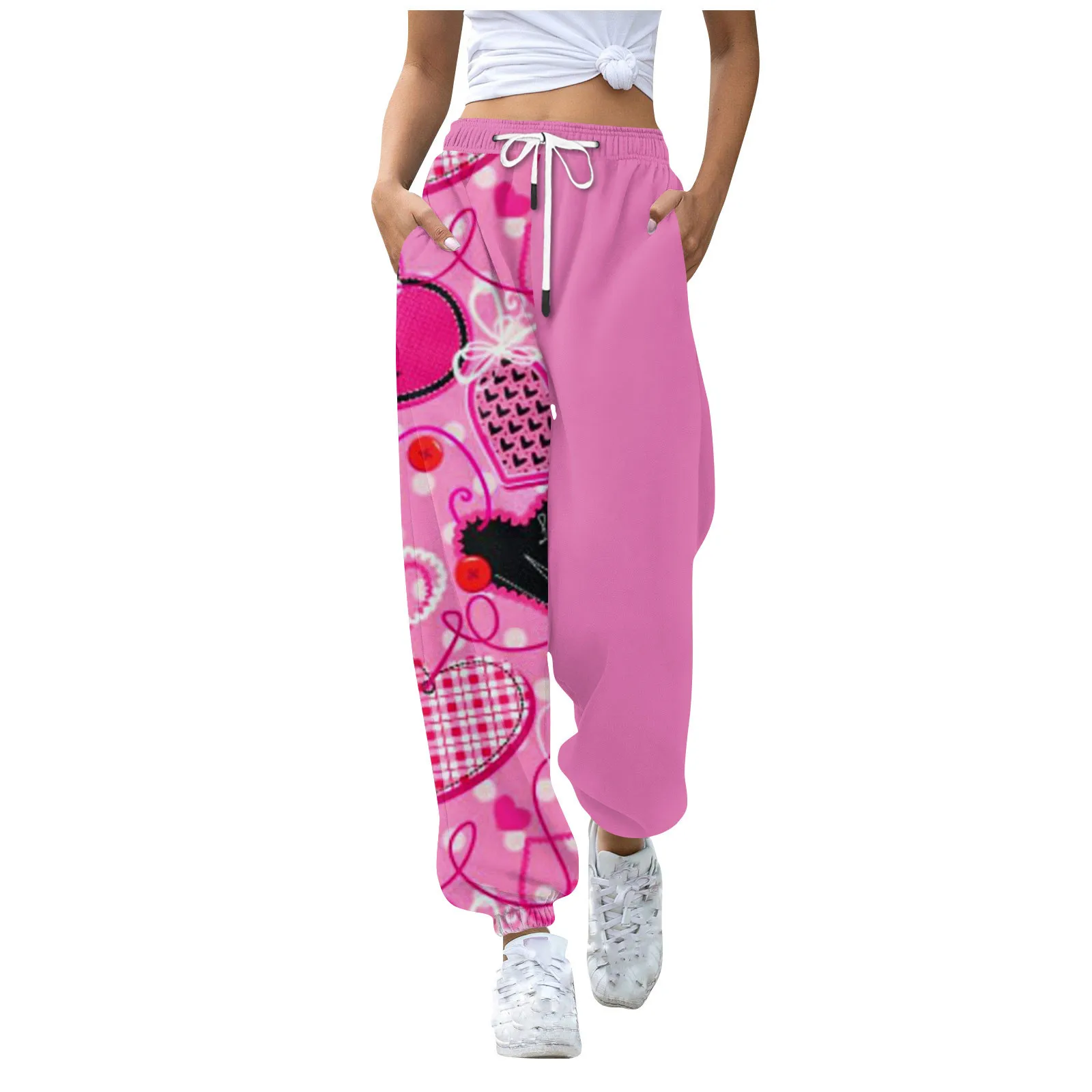 

Women'S Casual Valentine'S Day Print Casual Drawstring Elasticated Waist Drawstring Pants High Quality Fashion Casual Trousers