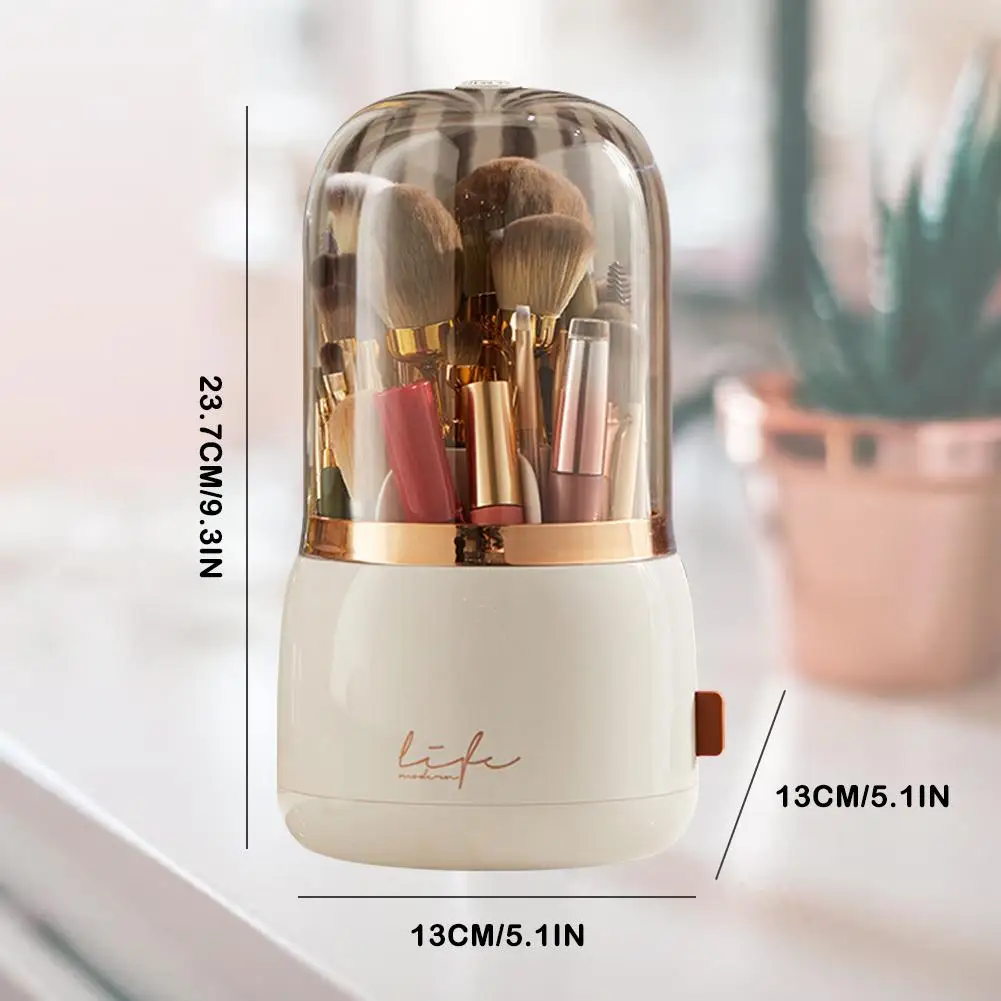 360° Rotating Makeup Brush Holder Portable Desktop Makeup Organizer Cosmetic Storage Box Makeup Tools Jewelry Container