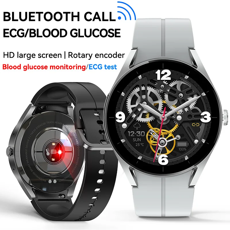

2023 New Non-invasive Blood Glucose Monitor Heart Rate Temperature Smart Watch Bluetooth Call Smartwatch ECG+PPG Smart Watches