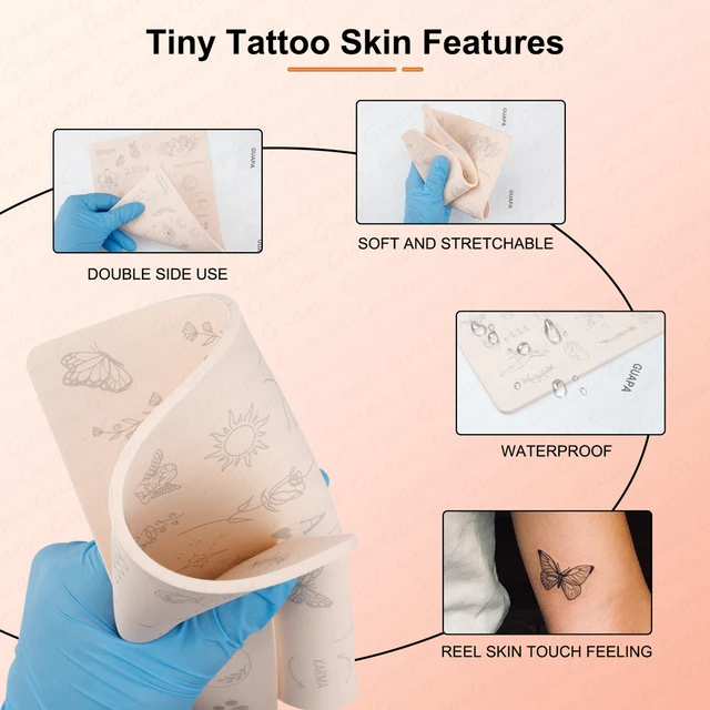 3mm Pre Printed Light Gray Fine Line Tattoo Practice Skin Double Side Use Tiny Tattoo Practice