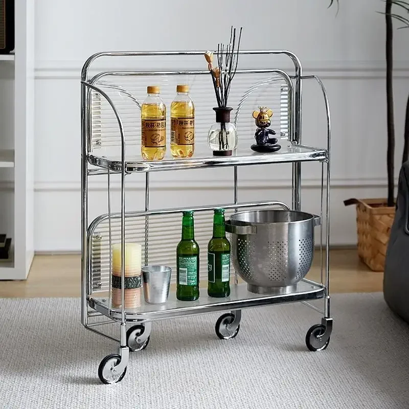 Minimalist Clear Glass Dining Cart Home Kitchen Bar Roulette Table Foldable Side Table Living Room Bedroom Moving Furniture clear acrylic wine glass holder cabinet goblet wine glass storage rack kitchen cabinet cup hook tableware storage stand for bar