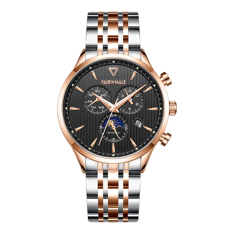 Mark Fairwhale Luxury Automatic Mechanical Watch Automatic Tourbillon Classic Business Men's Watch 30M Waterproof Clock 