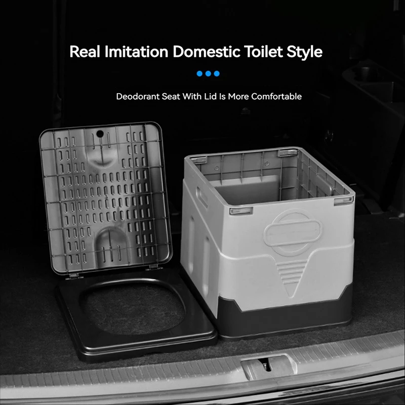 Folding Toilet, Portable, Collapsible, Anti-Odor Storage Box, Car Toilet, Adult Self-Driving Travel Emergency Toilet