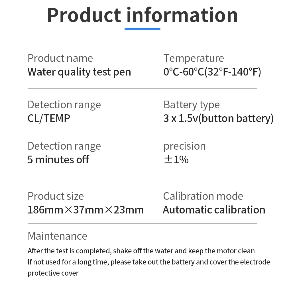 Se7e6ba8bf20a4e7db54d5c356b768b4bK 5 in 1 Chlorine Meter Pen Water Quality Detector PH, H2, ORP TEMP CL2 Tester Multi-function Spa Swimming Pool Chlorine Monitor Mallzona