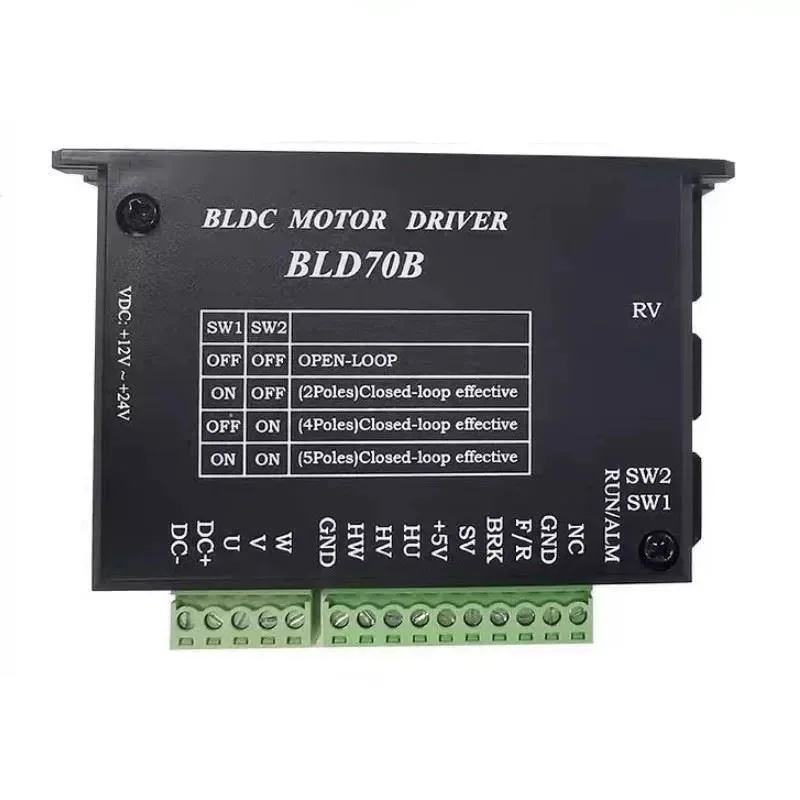 BLD-70B 브러시리스 DC 모터 드라이버 컨트롤러, 홀 제어 보드 포함, 전위차계 속도 조절 지원, 12V-24V 70W