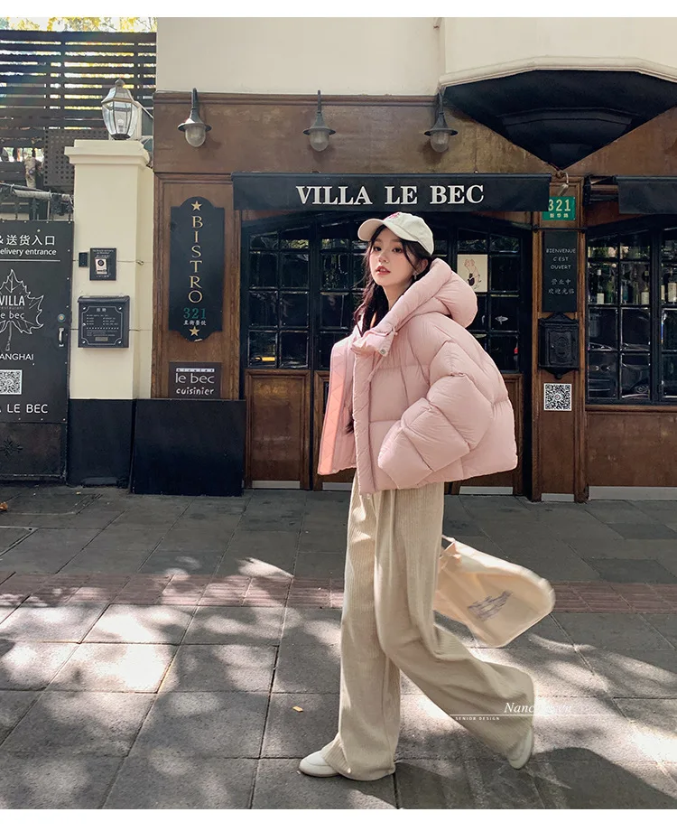 Warm Hooded High Quality Women Down Jacket Overcoat 2025 New Fashion Winter White Duck Down Thicken Short Women Down Jacket H213