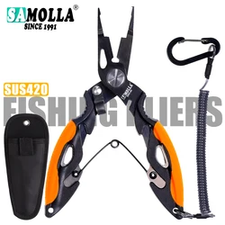 Versatile Stainless Steel Fishing Pliers with Line Cutter and Hook Remover (Orange)