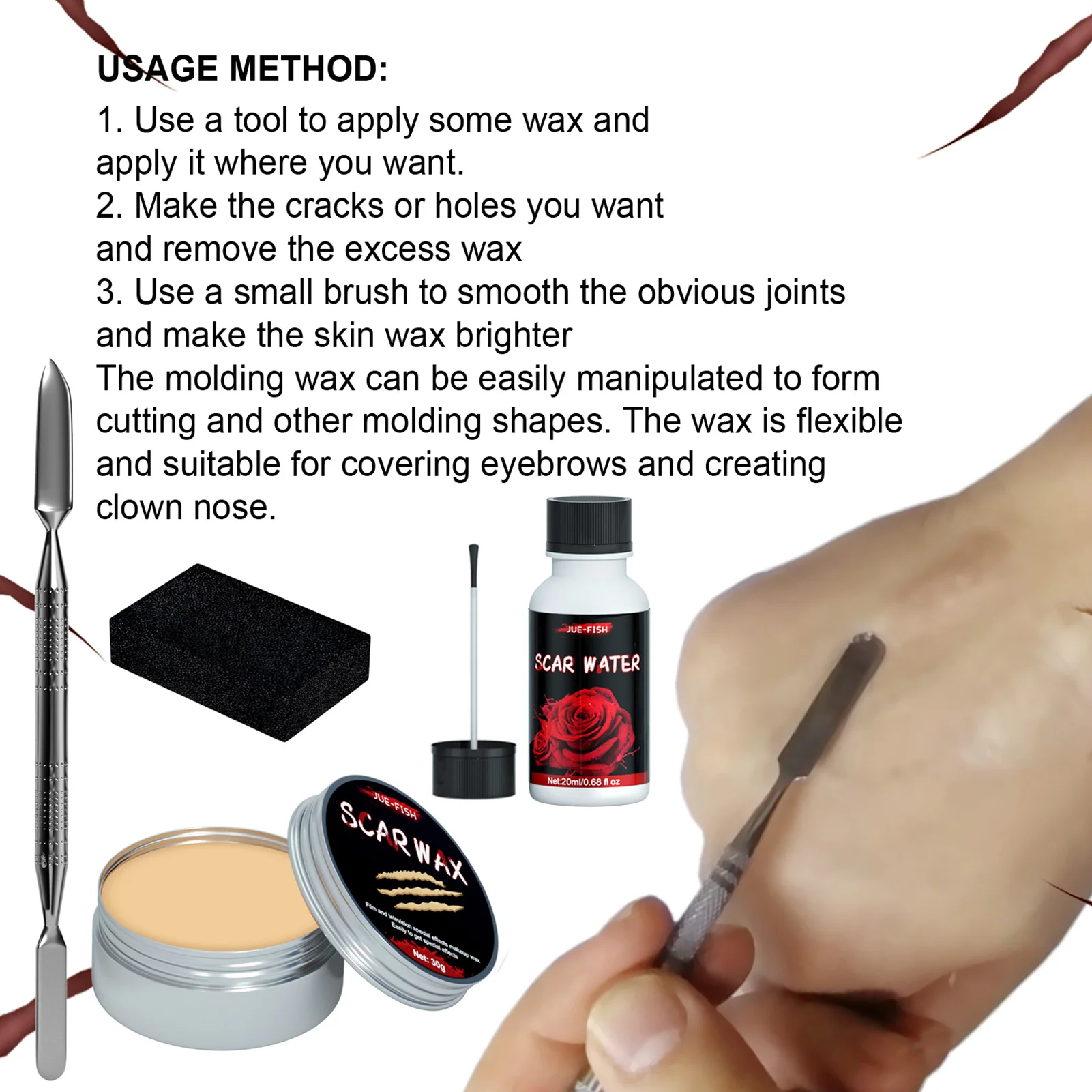 Halloween Fake Scar Makeup Kit - Horror Cosplay Skin Wax  Plasma Tool