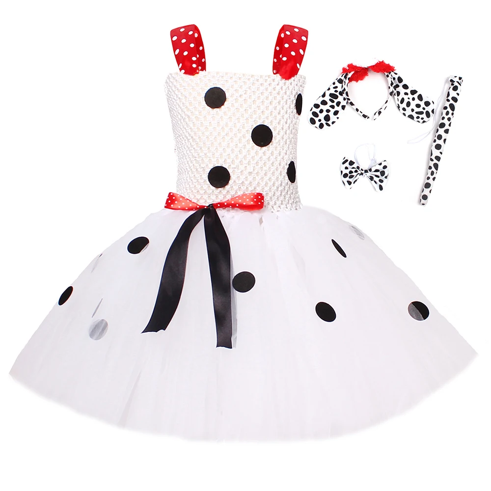 Dalmatian Dog Tutu Dress for Kids Animal Halloween Costume Spotted Toddler Puppy Dress up Outfit Birthday Party Dresses images - 6