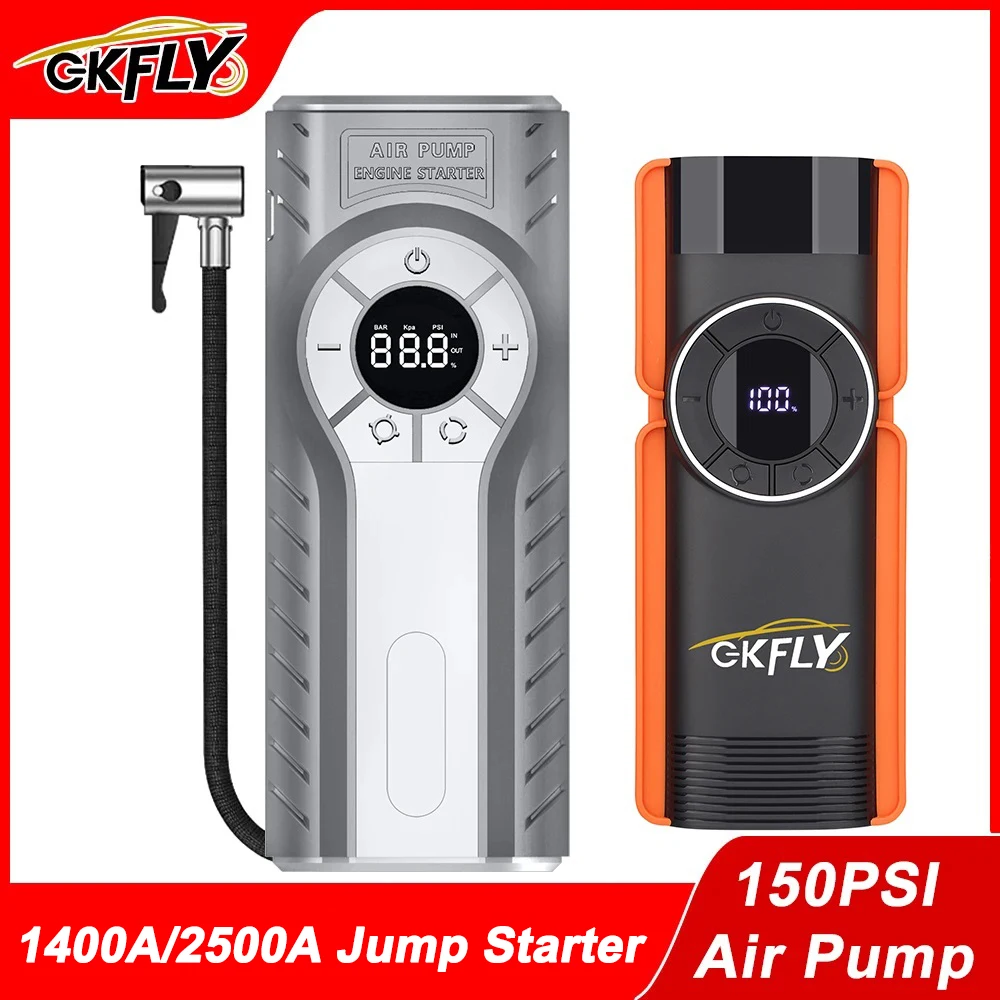 Car Jump Starter Jump Starter Car Battery Charger Portable Battery Charger GKFLY 4 In 1 1400A Jump Starter Power Bank 150PSI Air Compressor Tire Pump Portable Charger Car Booster Starting Device