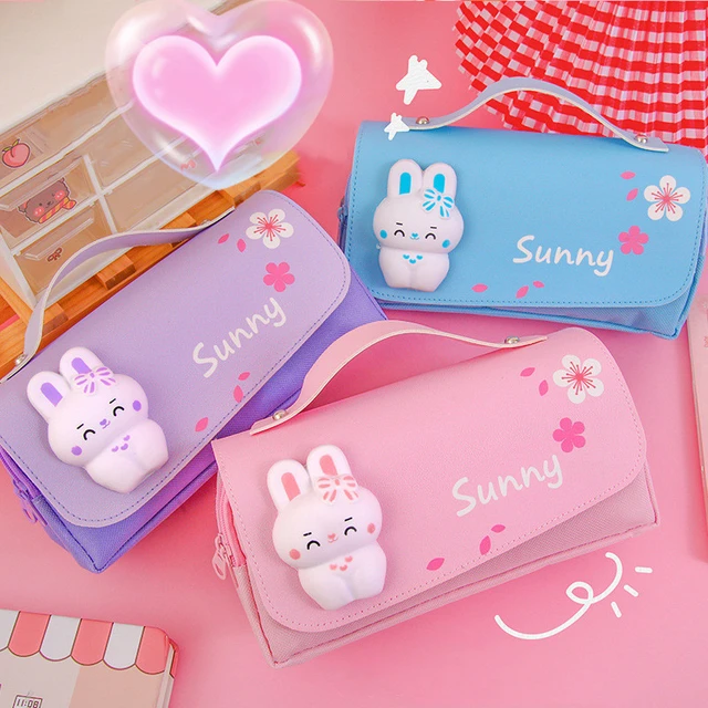 Unzip portable cute pencil case School supplies storage bag Soft