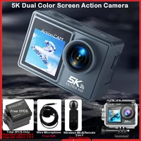 Caméra d'action 5K 4K60FPS double IPS tactile LCD DVR EIS 170 °   Caméra de sport étanche 30M, zoom 5X, avec micro et télécommande sans fil Avec menu français 1