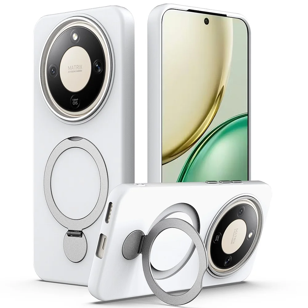 Solid Color Shockproof Skin Feel Ring Bracket Phone Case