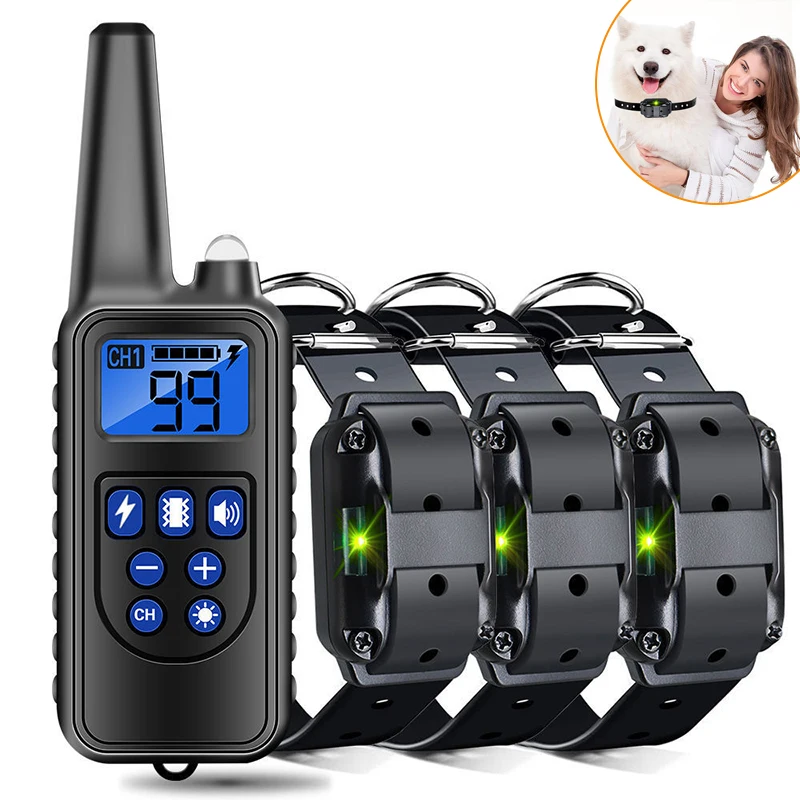 

Electric Dog Training Collar Waterproof Dog Shock Collar With 800m Remote For Small Medium Large Dogs LCD Pet Dogs Trainings