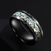 Bague celtique en acier inoxydable pour homme, 21 couleurs, 8 mm, incrustation de dragon rouge, vert, noir, fibre de carbone, alliance, bijoux, taille 6-13