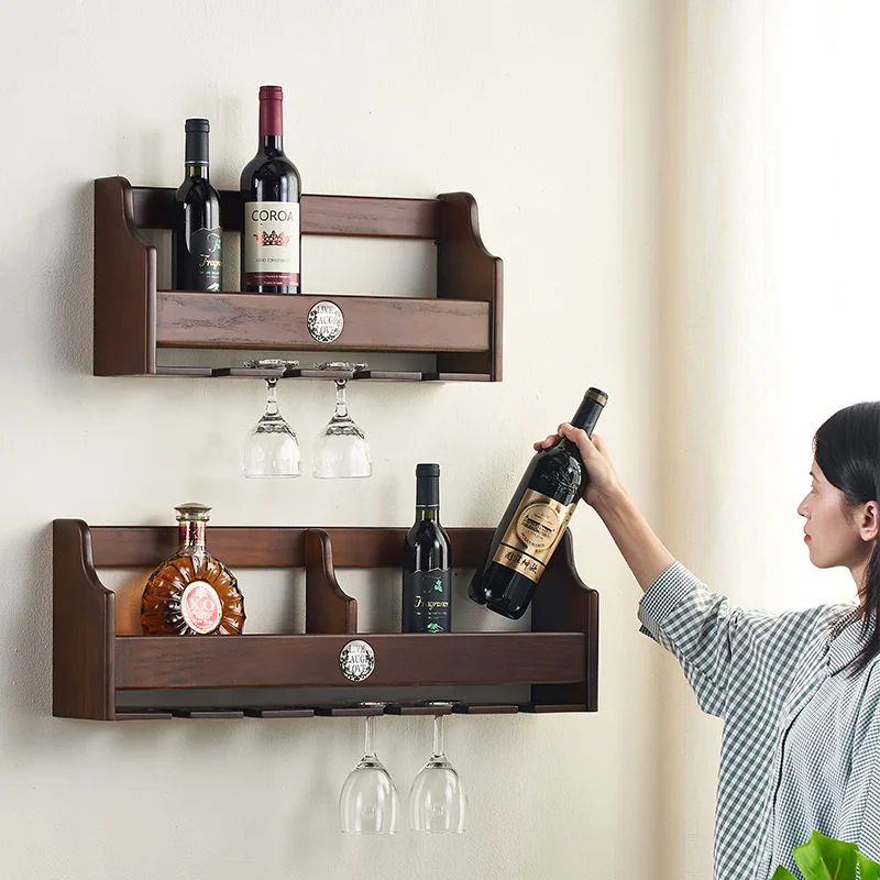 

Hanging Wine Bottle Holder Rack Support For Champagne Goblet Glass Metal Wall Decor Shelf Wine Organizer Hanger