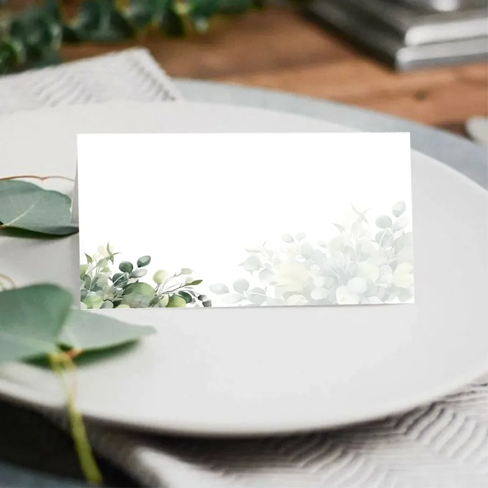 20/50/100pcs Wedding Seating Number Table Card Printed Plant Fresh Seat Name Place Cards Christmas Birthday Party Greeting Card
