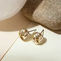 Eavva Women 14K Gold Plated Earrings With Sterling Silver Post Lady Girs Love Knot Stud Earrings Fashion Jewelry For Gift 2