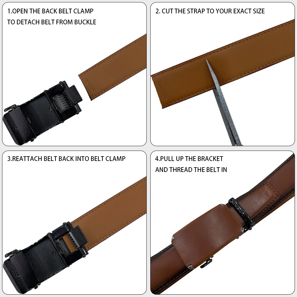 Mens Leather Belt Automatic Leather Belts Belt Male Leisure Fashion Ratchet Belts for Men Pants Waistband Ремень - 5