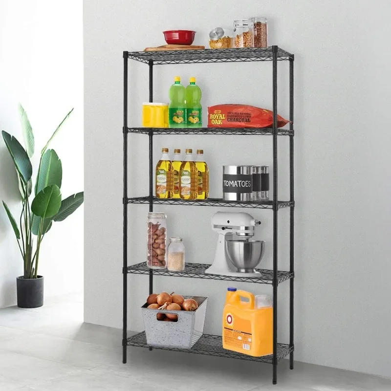 

14" D×36" W×72" H Wire Shelving Unit Commercial Metal Shelf with 5 Tier Adjustable Layer Rack Strong Steel for Restaurant Garage