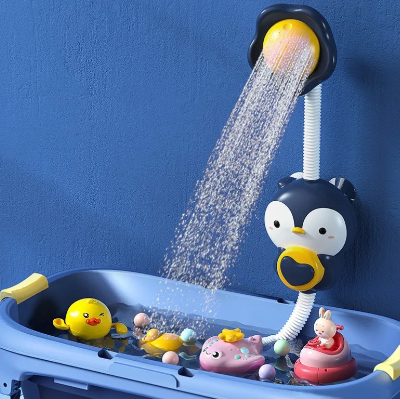 Penguin Electric Spray Water Baby Bath Toys Kids Bathroom Bathtubs Bathing Water Toys Toddler Shower Interactive Gifts Bath Toy 1