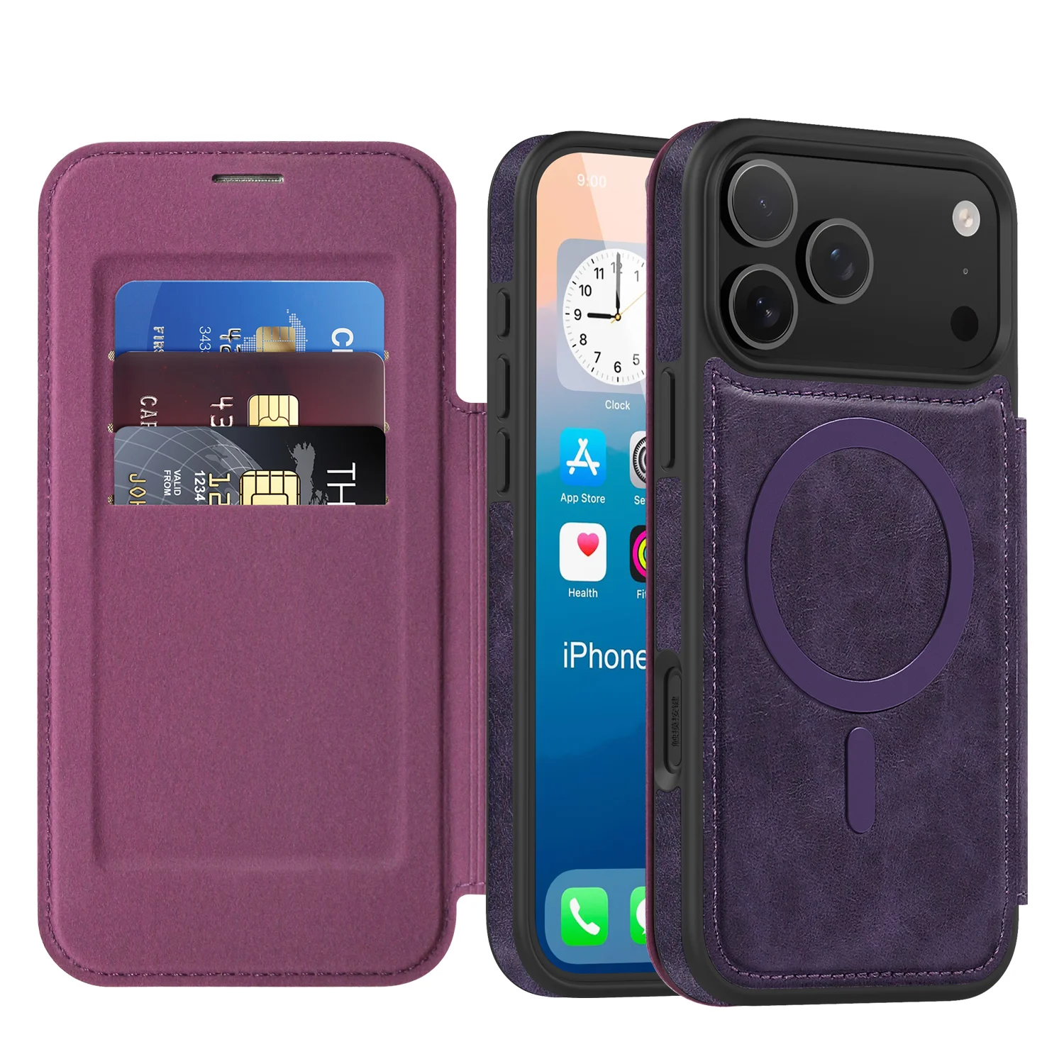 Premium Business Leather Flip Case with Magnetic MagSafe and Built-in Card Slot