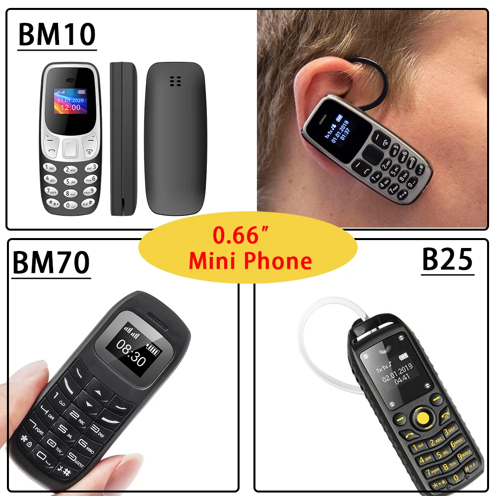 10 Pz/Lotto Mini Phone 2G Feature Phone Unlock B25 Bm10 Bm70 Magic Voice Gsm Cellulare Bluetooth Dialer Cuffie Mobili Con Mp3