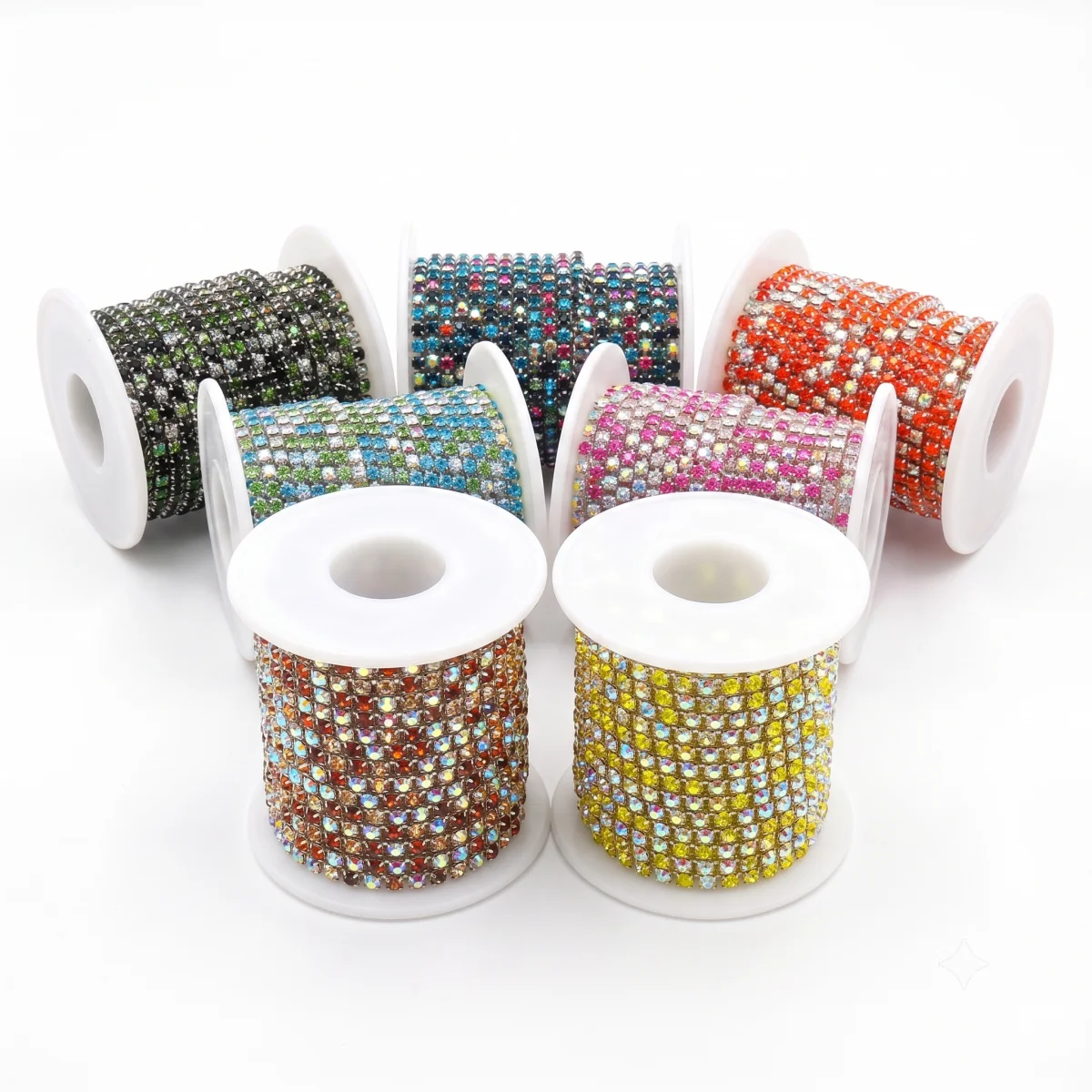 Hochdichte Silberbasis-Metallkralle, Farbmischung SS6 2mm SS8 2,5mm SS10 2,8mm SS12 3mm Strasskette zum Aufnähen oder Aufkleben