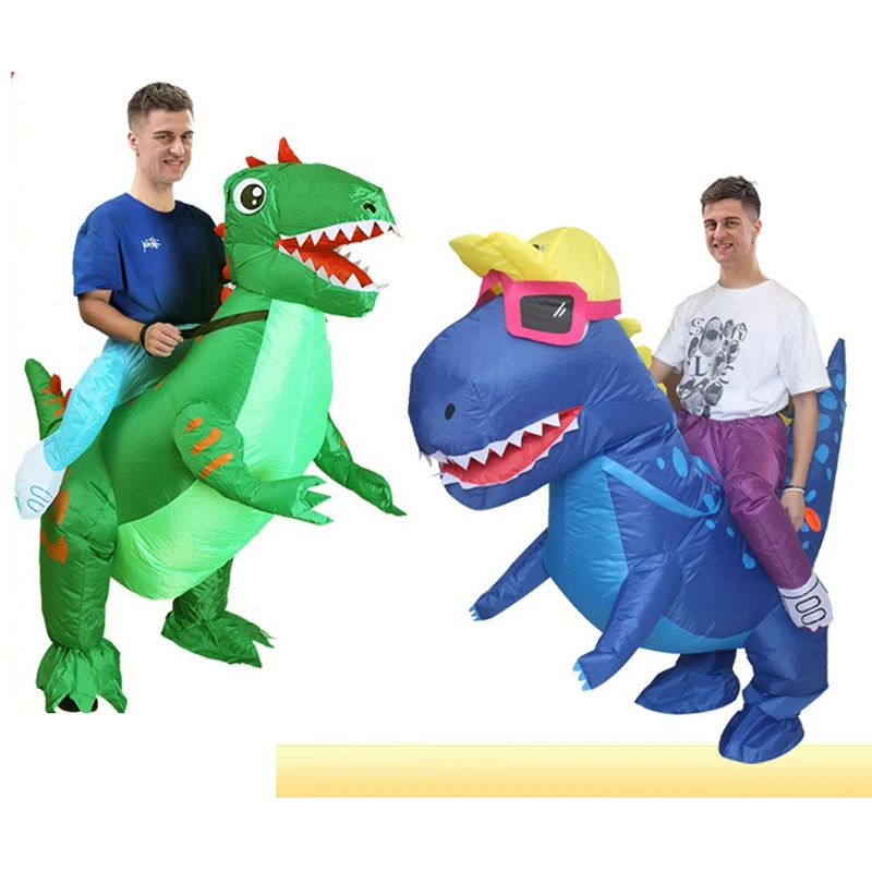 Halloween Party Dinosaur Inflatable Costume Mounts Funny Tyrannosaurus Rex Inflatable Parent-child Game Mascot Doll Costume