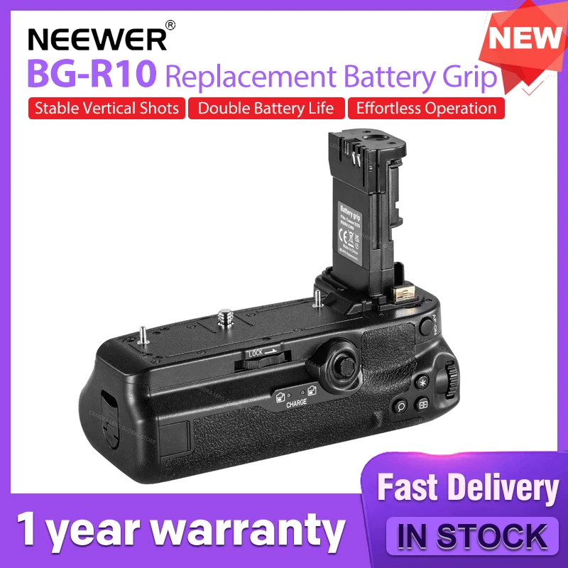 Poignée Alimentation NEEWER Pour Canon EOS R5/R6 - Compatible Batteries LP-E6 - Prise Verticale Stable - Double Autonomie