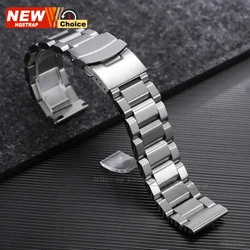Luxury Stainless Steel Watch Band - Men's Business Strap - 24mm (Silver)